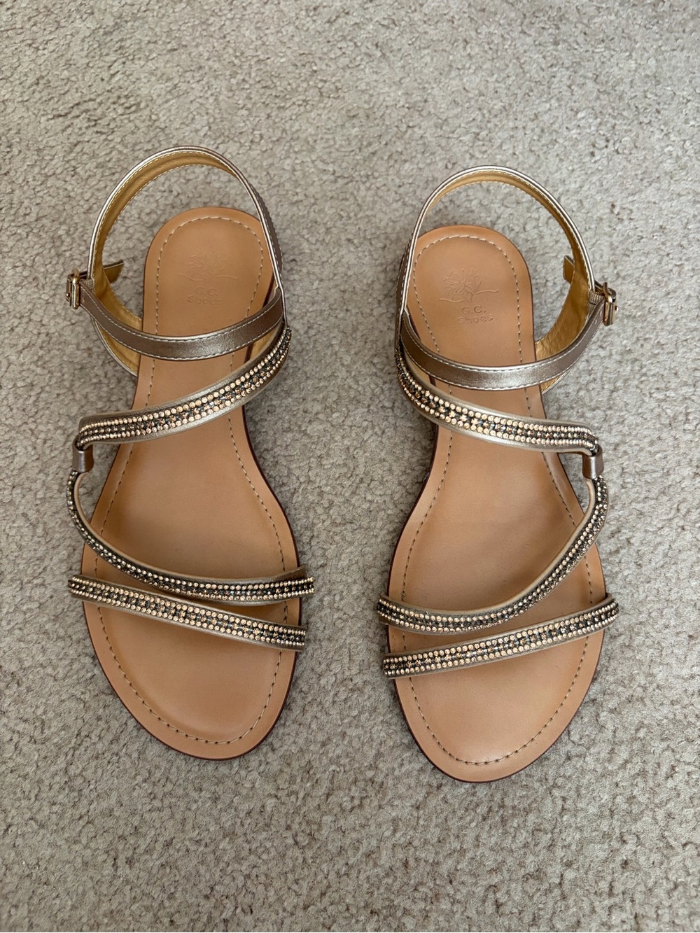 Embellished Metallic Rose Gold Women's Sandals